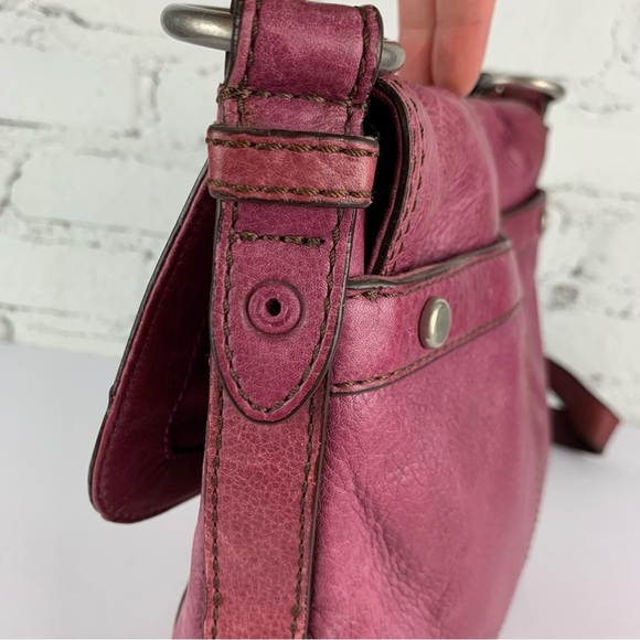 Fossil Maddox Purple Leather Flap Buckle Crossbody Purse - Picture 10 of 16